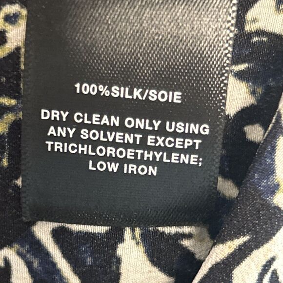 LAFAYETTE 148 SILK TUNIC Womens Medium abstract print Navy Blue Career Lagenlook - Picture 4 of 4